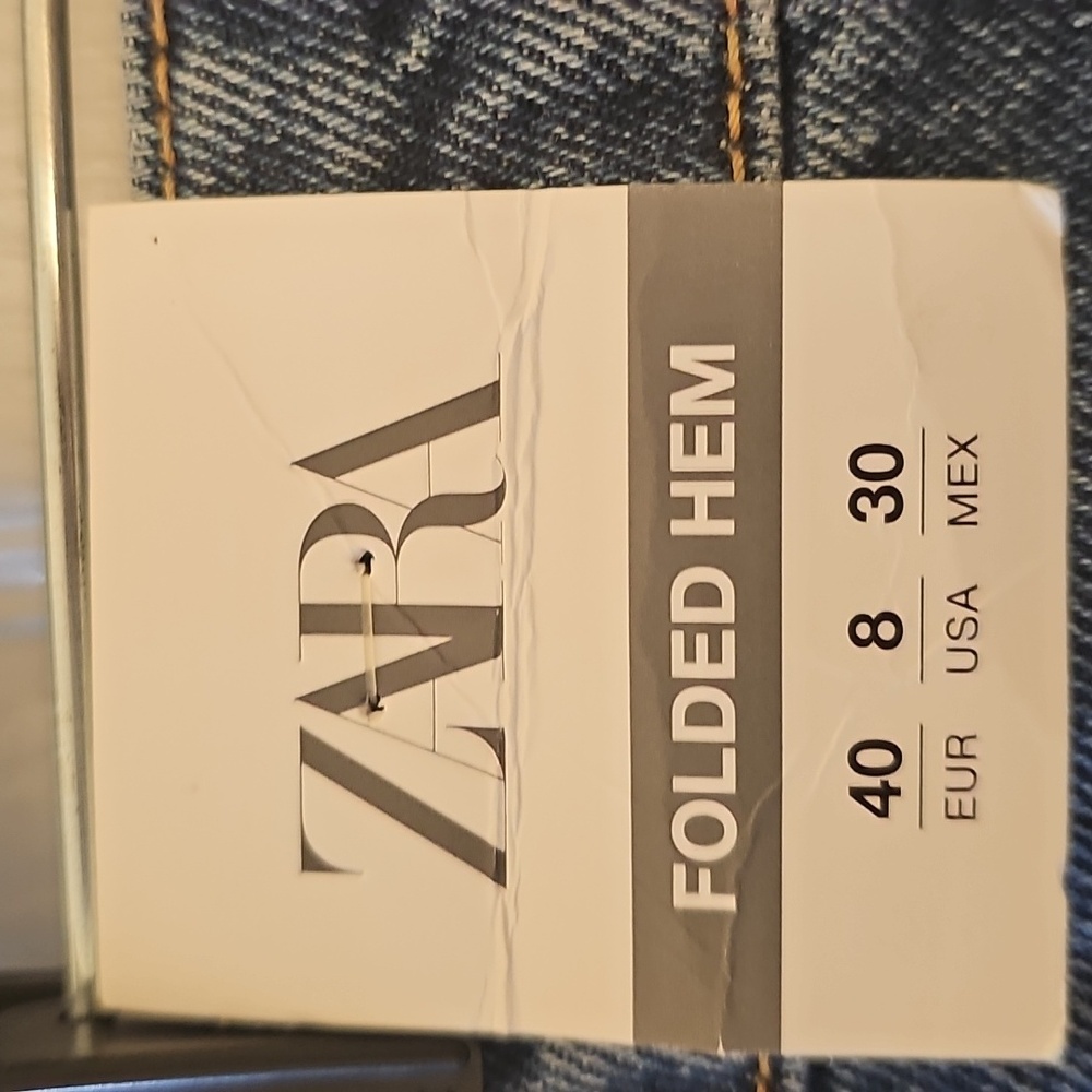 NWT Zara Blue Straight-Leg Distressed Jeans - Picture 5 of 8
